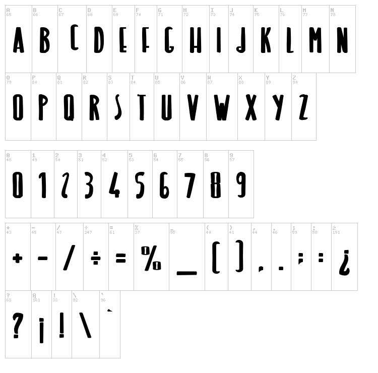 Light Of The Mermaid font map